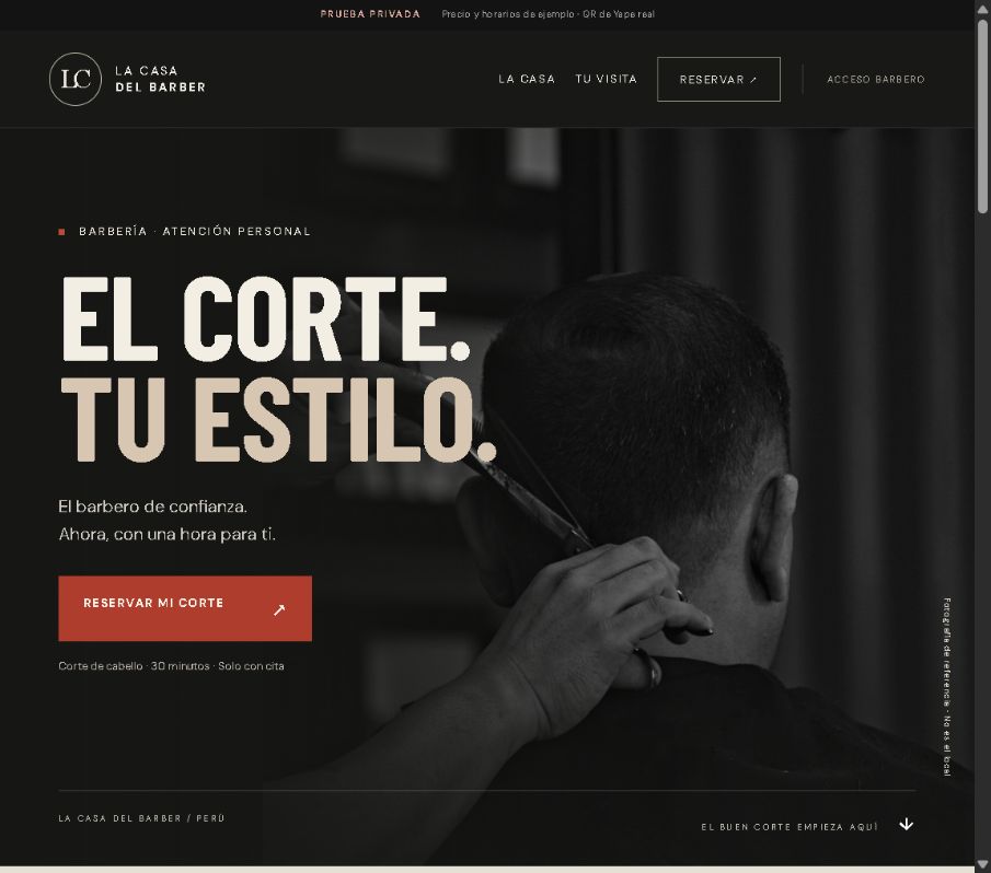 Portada de la web piloto La Casa del Barber